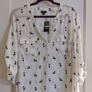 NWT Torrid Cat Print Harper Blouse